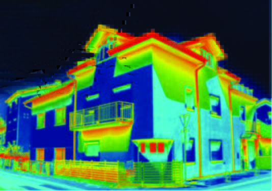 Infrared image of a house showing where efficiencies can be gained.